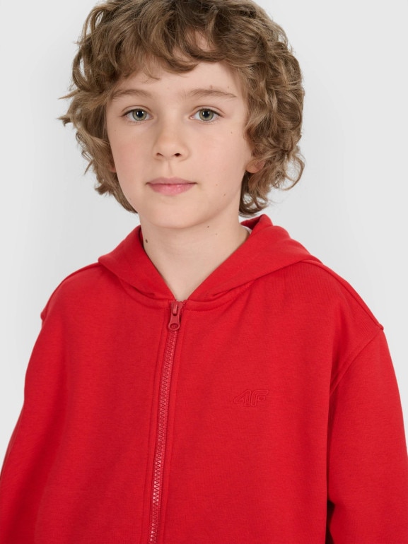 Chłopięca bluza rozpinana z kapturem 4F 4FJRAW25TSWSM2488 - czerwona