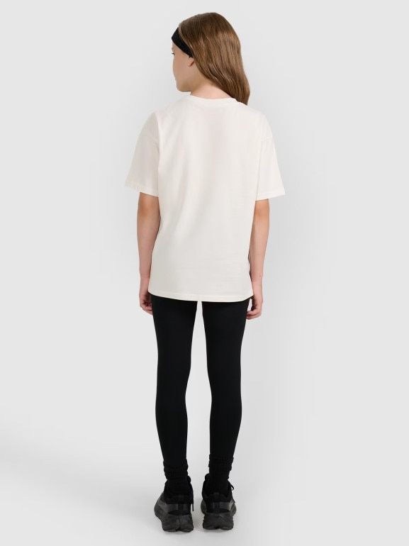 Dziewczęce legginsy dzianinowe 4F 4FJRAW25TTIGF291 - czarne