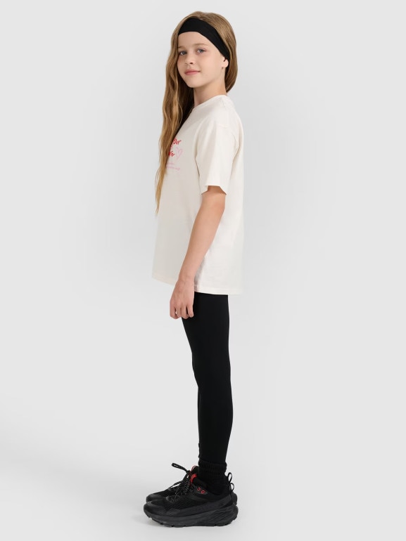 Dziewczęce legginsy dzianinowe 4F 4FJRAW25TTIGF291 - czarne