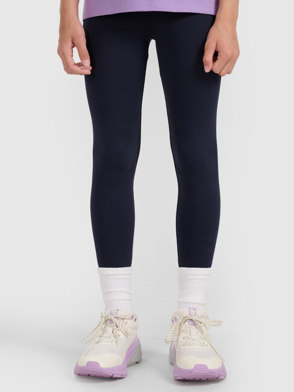 Dziewczęce legginsy dzianinowe 4F 4FJRAW25TTIGF291 - granatowe