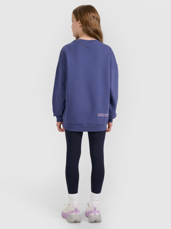 Dziewczęce legginsy dzianinowe 4F 4FJRAW25TTIGF291 - granatowe