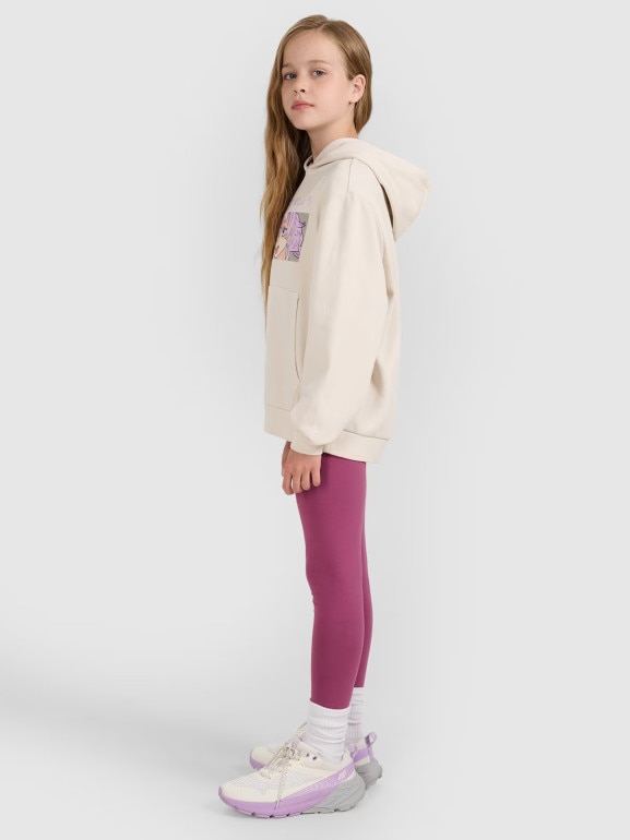 Dziewczęce legginsy dzianinowe 4F 4FJRAW25TTIGF291 - fioletowe