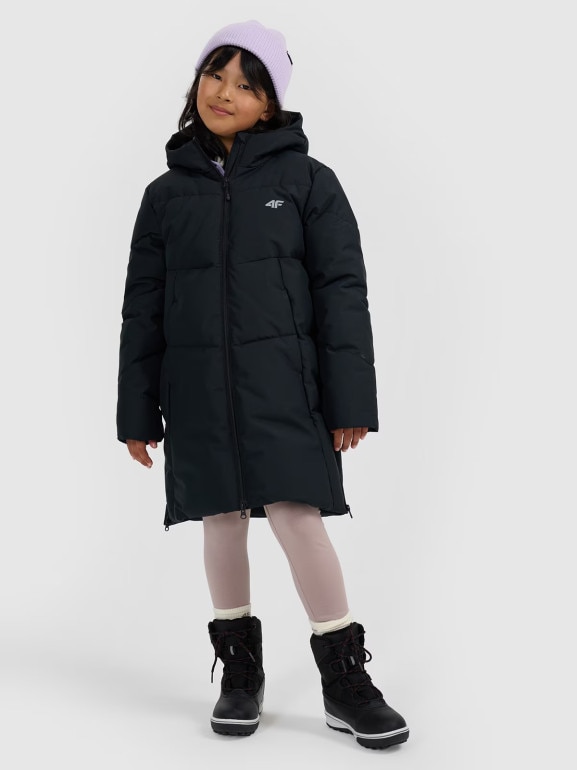 Dziewczęcy płaszcz zimowy 4F 4FJRAW25TTJAF1068 - czarny