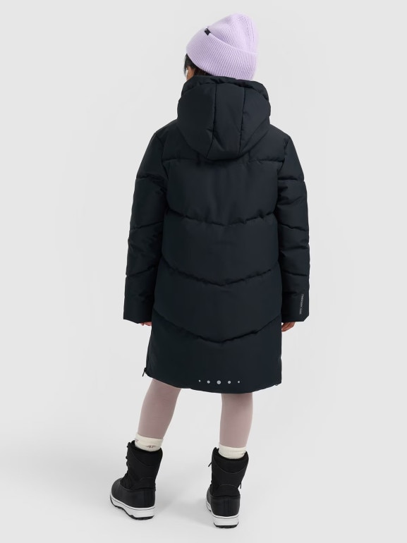 Dziewczęcy płaszcz zimowy 4F 4FJRAW25TTJAF1068 - czarny