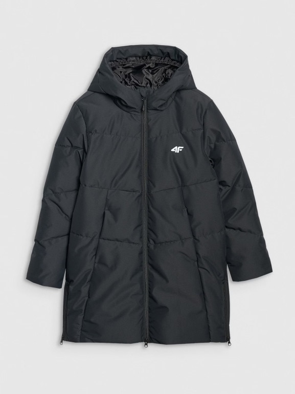 Dziewczęcy płaszcz zimowy 4F 4FJRAW25TTJAF1068 - czarny