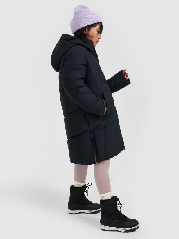 Dziewczęcy płaszcz zimowy 4F 4FJRAW25TTJAF1068 - czarny