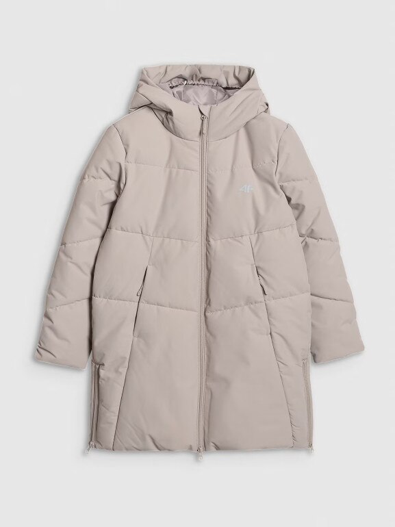 Dziewczęcy płaszcz zimowy 4F 4FJRAW25TTJAF1068 - beżowy