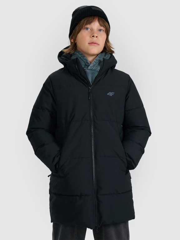 Chłopięcy płaszcz zimowy 4F 4FJRAW25TTJAM1069 - czarny