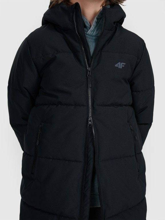 Chłopięcy płaszcz zimowy 4F 4FJRAW25TTJAM1069 - czarny