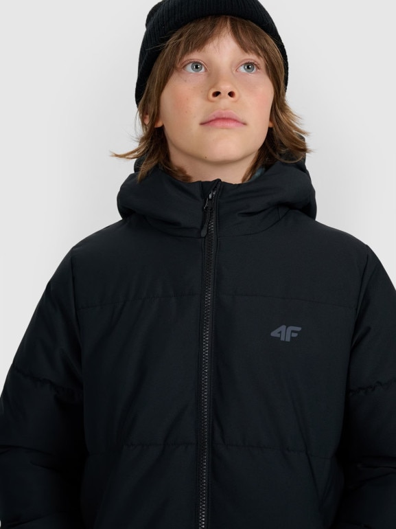 Chłopięcy płaszcz zimowy 4F 4FJRAW25TTJAM1069 - czarny