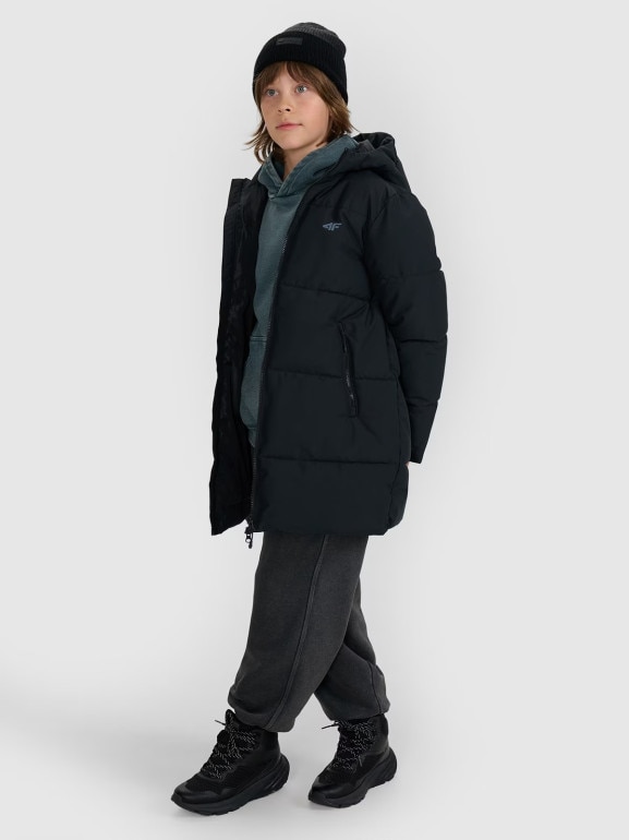 Chłopięcy płaszcz zimowy 4F 4FJRAW25TTJAM1069 - czarny