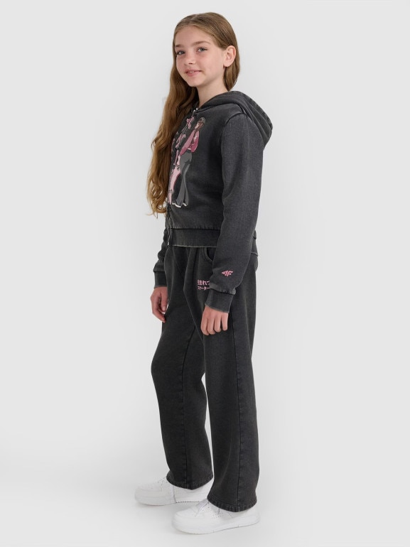 Dziewczęce spodnie dresowe 4F 4FJRAW25TTROF1472 - szare