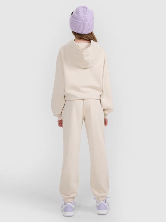 Dziewczęce spodnie dresowe joggery 4F 4FJRAW25TTROF1473 - białe