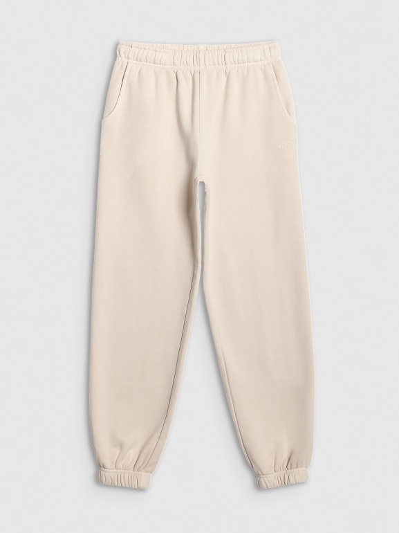 Dziewczęce spodnie dresowe joggery 4F 4FJRAW25TTROF1473 - białe