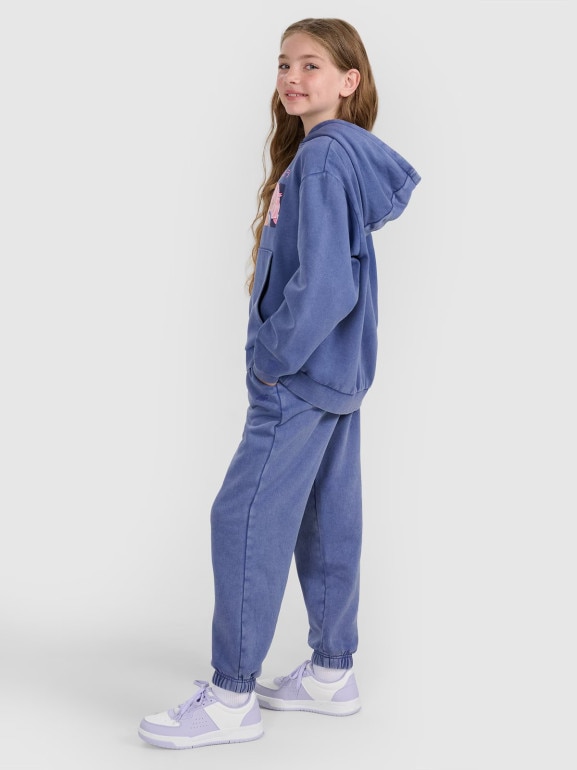 Dziewczęce spodnie dresowe joggery 4F 4FJRAW25TTROF1473 - niebieskie