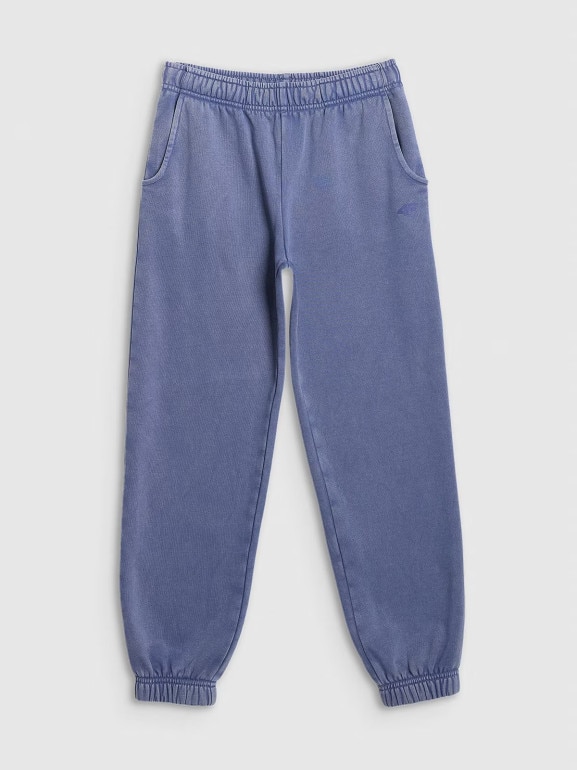 Dziewczęce spodnie dresowe joggery 4F 4FJRAW25TTROF1473 - niebieskie
