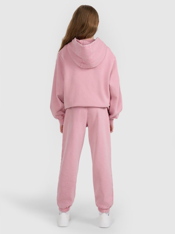 Dziewczęce spodnie dresowe joggery 4F 4FJRAW25TTROF1473 - różowe