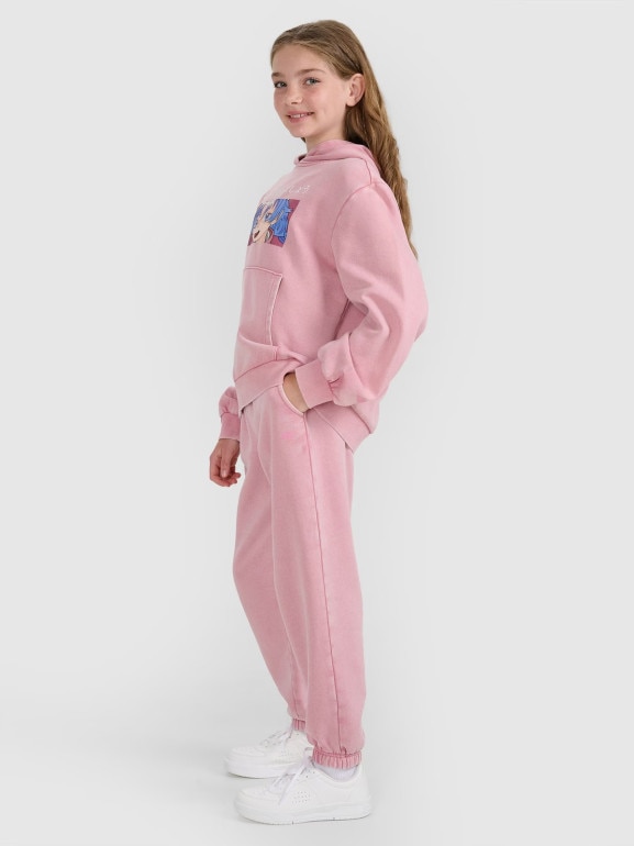 Dziewczęce spodnie dresowe joggery 4F 4FJRAW25TTROF1473 - różowe