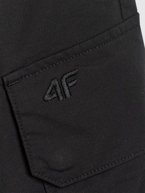 Dziewczęce spodnie cargo 4F 4FJRAW25TTROF1533 - czarne