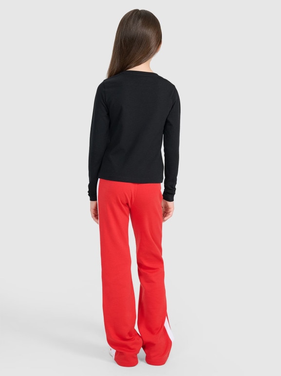 Dziewczęce spodnie dresowe 4F 4FJRAW25TTROF1599 - czerwone