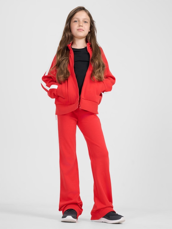 Dziewczęce spodnie dresowe 4F 4FJRAW25TTROF1599 - czerwone