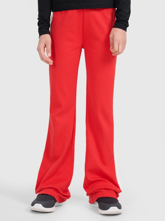 Dziewczęce spodnie dresowe 4F 4FJRAW25TTROF1599 - czerwone