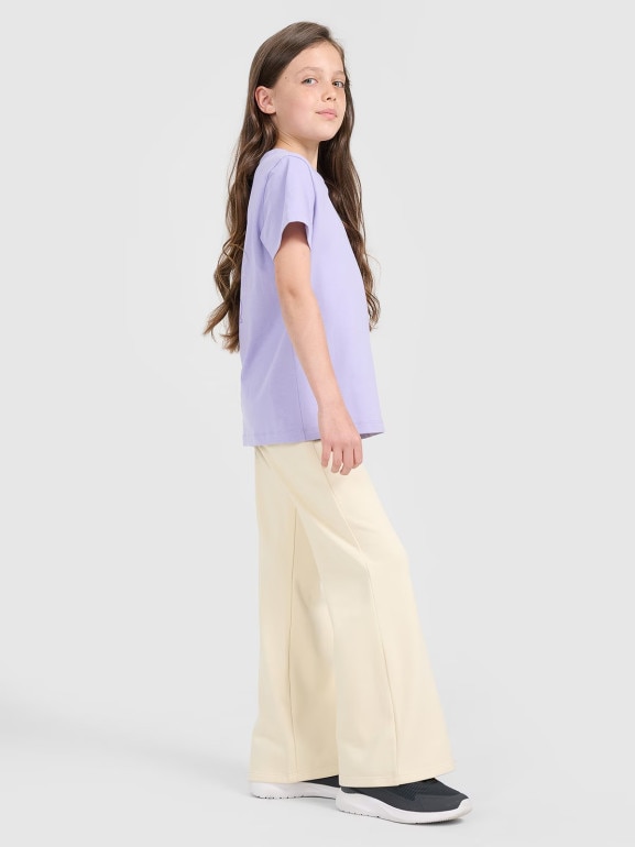 Dziewczęce spodnie dresowe 4F 4FJRAW25TTROF1600 - beżowe