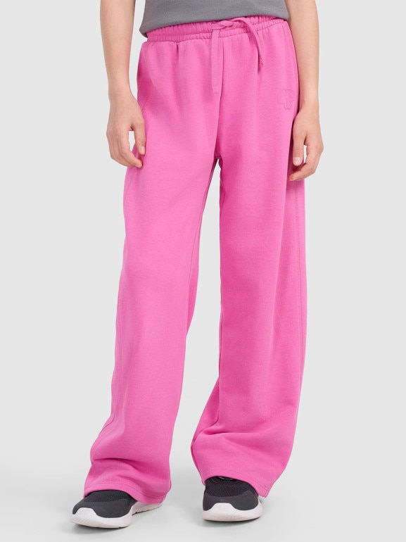 Dziewczęce spodnie dresowe 4F 4FJRAW25TTROF1601 - różowe