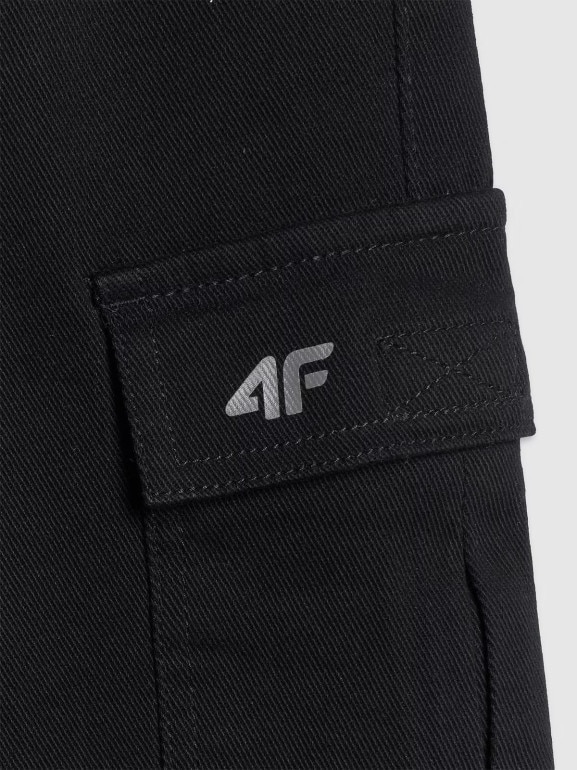 Chłopięce spodnie cargo 4F 4FJRAW25TTROM1527 - czarne
