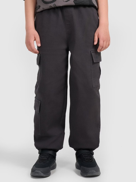 Chłopięce spodnie cargo 4F 4FJRAW25TTROM1527 - szare