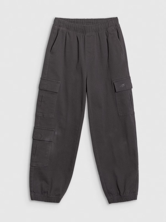 Chłopięce spodnie cargo 4F 4FJRAW25TTROM1527 - szare