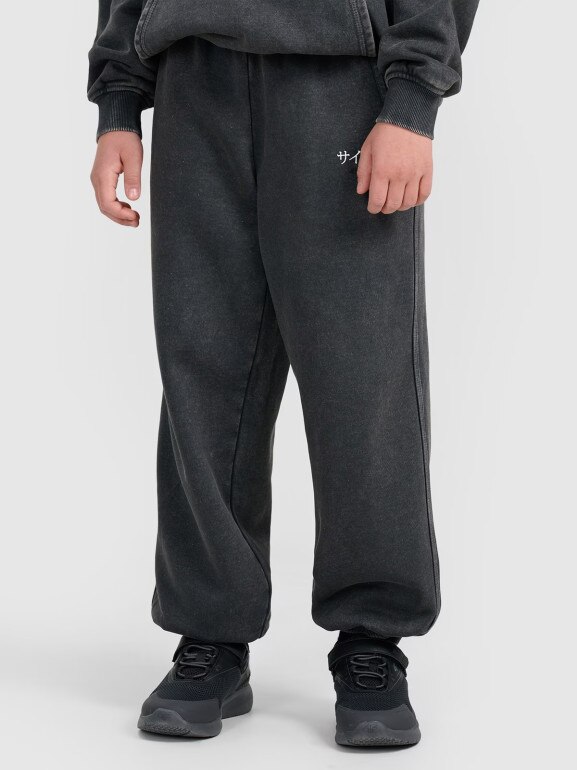 Chłopięce spodnie dresowe joggery 4F 4FJRAW25TTROM1528 - szare