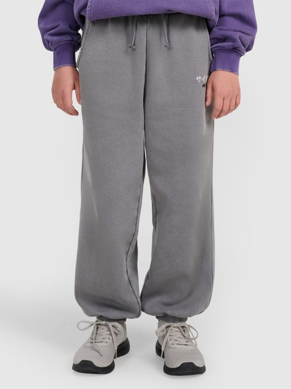 Chłopięce spodnie dresowe joggery 4F 4FJRAW25TTROM1528 - szare