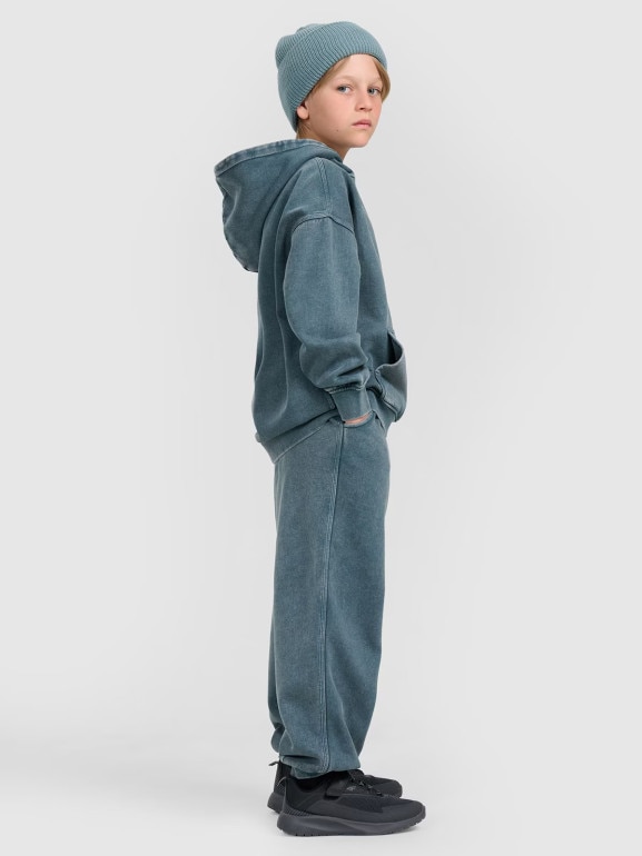 Chłopięce spodnie dresowe joggery 4F 4FJRAW25TTROM1528 - turkusowe