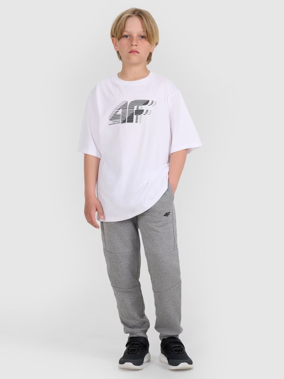 Chłopięce spodnie dresowe joggery 4F 4FJRAW25TTROM1578 - szare