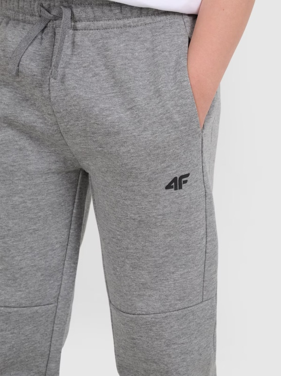 Chłopięce spodnie dresowe joggery 4F 4FJRAW25TTROM1578 - szare