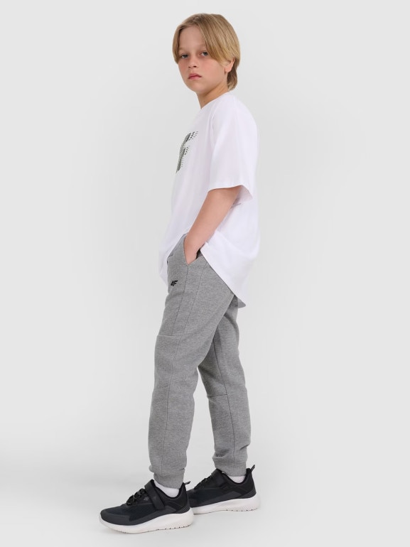 Chłopięce spodnie dresowe joggery 4F 4FJRAW25TTROM1578 - szare