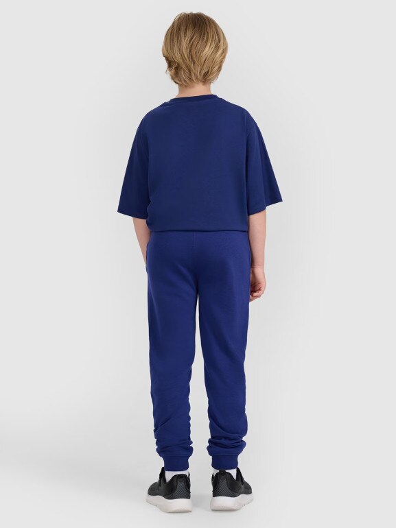 Chłopięce spodnie dresowe joggery 4F 4FJRAW25TTROM1578 - granatowe