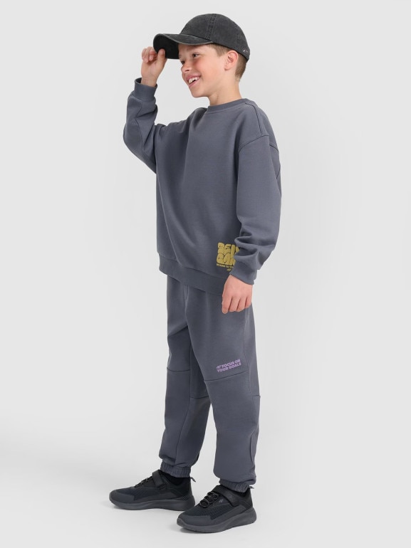 Chłopięce spodnie dresowe joggery 4F 4FJRAW25TTROM1605 - szare