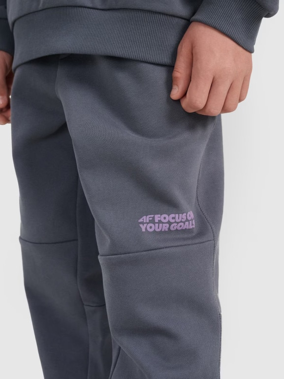 Chłopięce spodnie dresowe joggery 4F 4FJRAW25TTROM1605 - szare