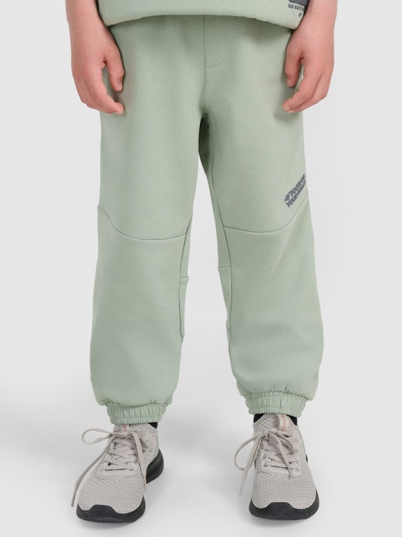 Chłopięce spodnie dresowe joggery 4F 4FJRAW25TTROM1605 - oliwkowe