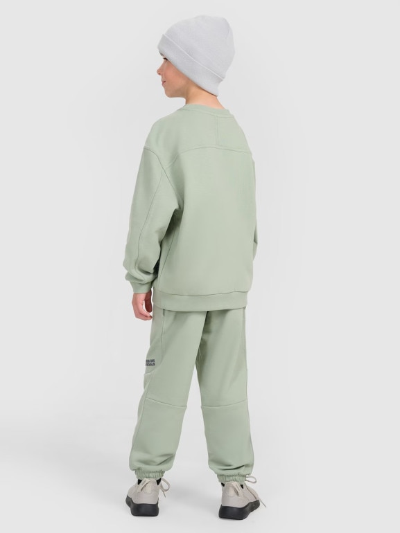 Chłopięce spodnie dresowe joggery 4F 4FJRAW25TTROM1605 - oliwkowe