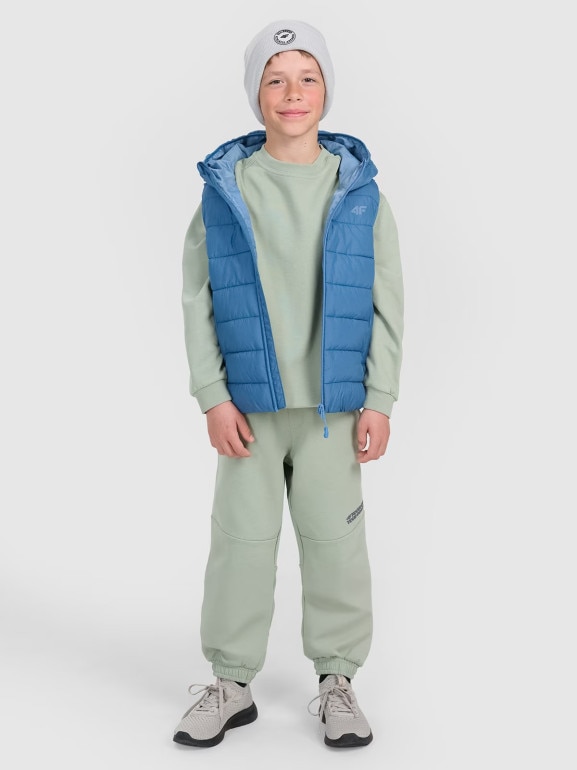 Chłopięce spodnie dresowe joggery 4F 4FJRAW25TTROM1605 - oliwkowe