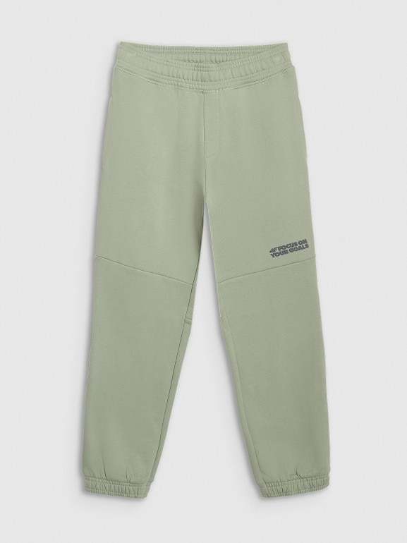 Chłopięce spodnie dresowe joggery 4F 4FJRAW25TTROM1605 - oliwkowe