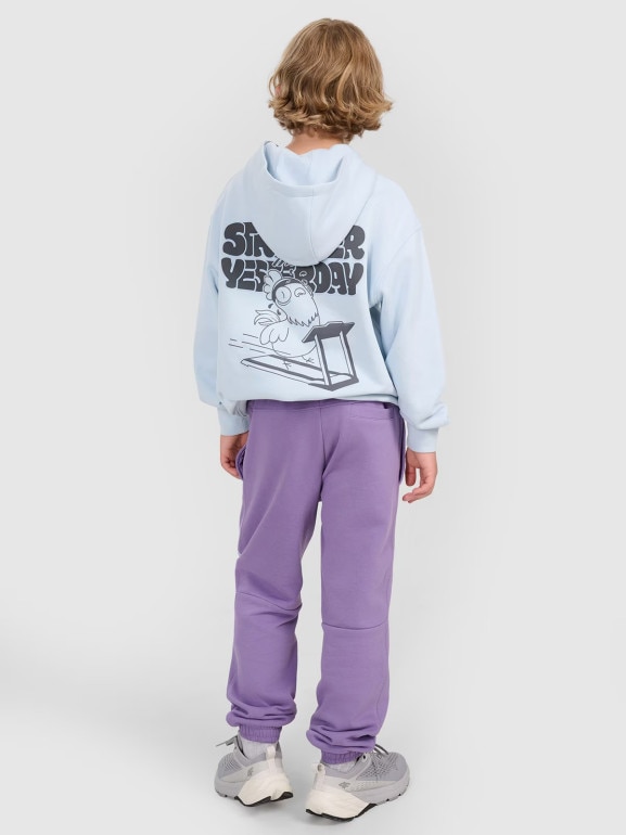 Chłopięce spodnie dresowe joggery 4F 4FJRAW25TTROM1605 - fioletowe