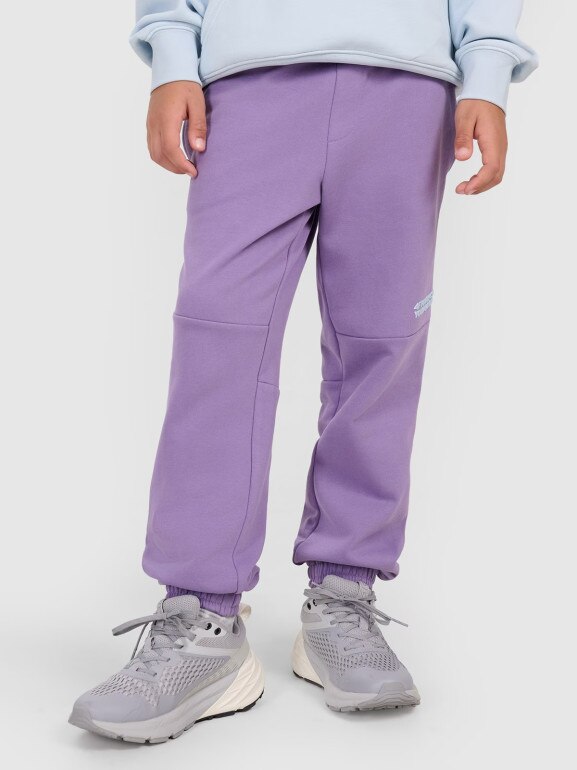 Chłopięce spodnie dresowe joggery 4F 4FJRAW25TTROM1605 - fioletowe
