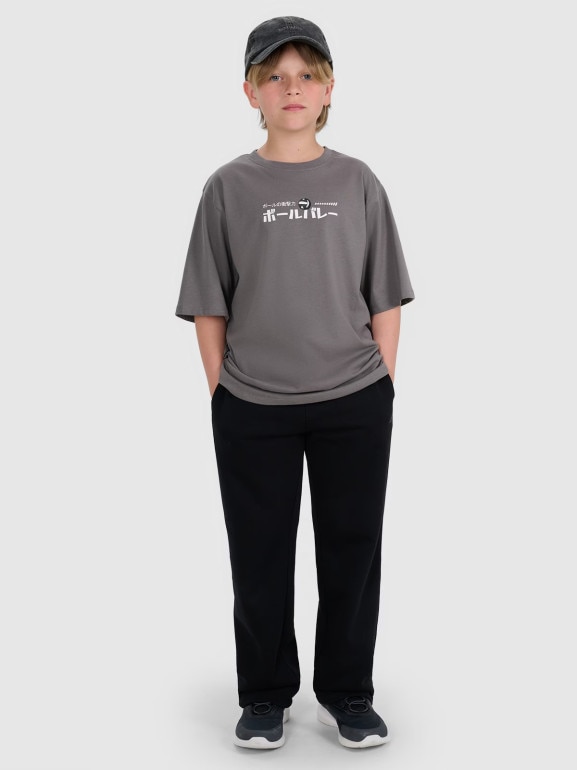 Chłopięce spodnie dresowe 4F 4FJRAW25TTROM1670 - czarne