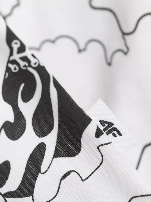 Dziewczęcy t-shirt oversize z nadrukiem 4F 4FJRAW25TTSHF3069 - biały