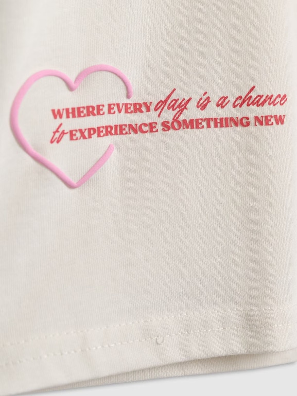 Dziewczęcy t-shirt oversize z nadrukiem 4F 4FJRAW25TTSHF3187 - biały