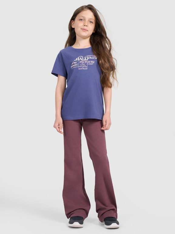 Dziewczęcy t-shirt z nadrukiem 4F 4FJRAW25TTSHF3189-11S - granatowy